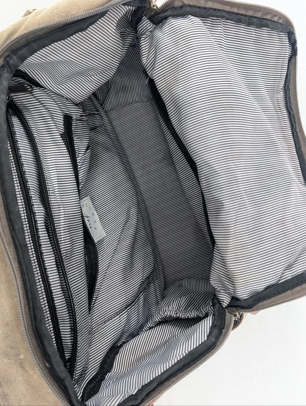 Momkindness Duo Multipurpose Backpack Diaper Bag Neutral Taupy Grey Canvas